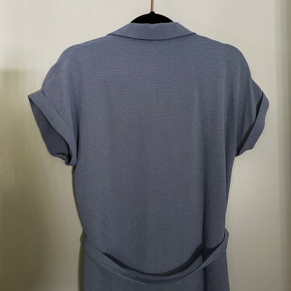 Collared Blue Button Up Dress - Picture 2 of 6